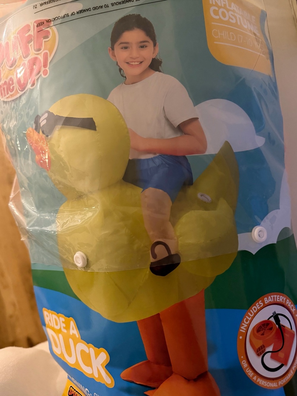 Inflatable Yellow Ride-On Duck Kids Costume